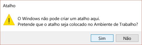 Alerta de atalho no Windows 10