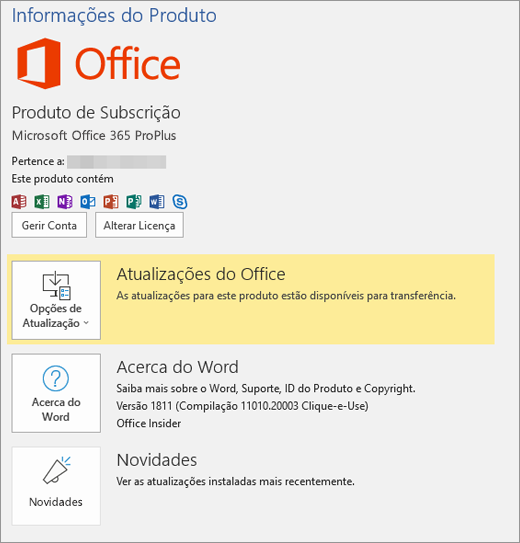 Mostra a vista Backstage do Office 365