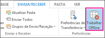 Opção Trabalhar offline no separador Enviar/Receber