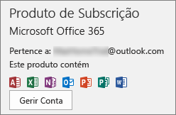 Mostra a conta de e-mail que está associada ao Office