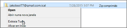Clique com o botão direito no ficheiro e selecione Extrair.
