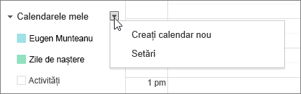 Alegeți Calendarul meu, apoi alegeți Setări