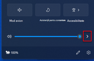 Controlul volumului din tava de sistem Windows 11.