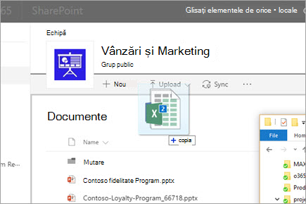 Glisați un fișier într-o bibliotecă de documente SharePoint