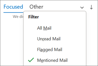 Filtrarea după E-mail menționat în Outlook pentru Windows