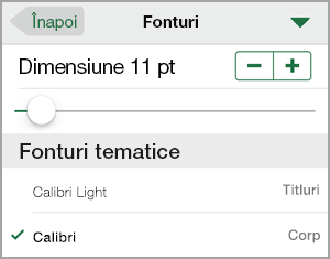 Modificarea dimensiunii fontului