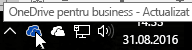 Captură de ecran care arată cursorul trecând peste pictograma OneDrive albastră, cu textul OneDrive pentru business.