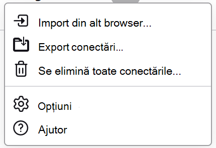 Meniul de parole din Firefox, afișând Opțiunea Exportați conectări disponibilă.