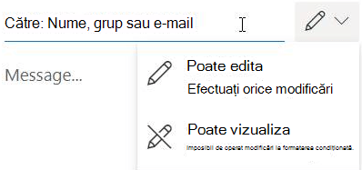 Selectați pictograma creion pentru a le oferi destinatarilor permisiunea "editare" sau "doar în citire".