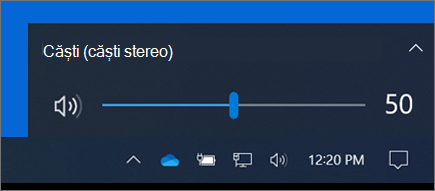 Controlul volumului de pe bara de activități.