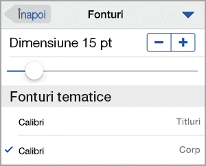 Selectare dimensiune font