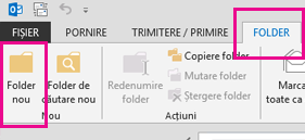 Pe fila Folder, faceți clic pe Folder nou.
