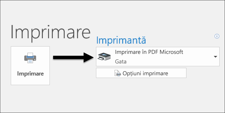 Utilizați comanda Imprimare pentru a imprima un mesaj de e-mail într-un fișier PDF.