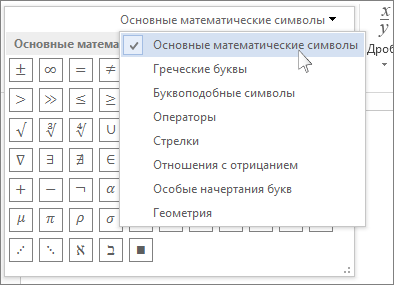 Основные математические символы