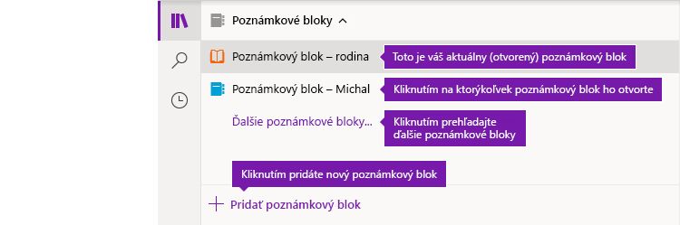 Rozbaľovanie zoznamu poznámkových blokov vo OneNote pre Windows 10