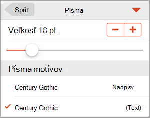 Výber veľkosti písma