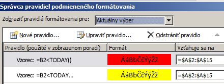 Pravidlá podmieneného formátovania