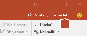 Tlačidlo Zdieľať na páse s nástrojmi v PowerPointe 2016