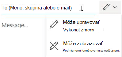 Vyberte ikonu ceruzky, ak chcete príjemcom udeliť povolenie upraviť alebo iba na čítanie.