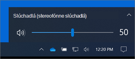 Ovládanie hlasitosti na paneli úloh.