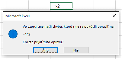 Okno s výzvou na nahradenie znaku x symbolom násobenia *