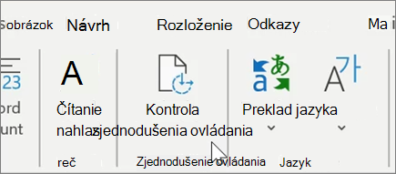 Kontrola zjednodušenia ovládania vo Word1