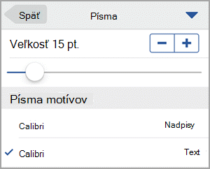 Výber veľkosti písma
