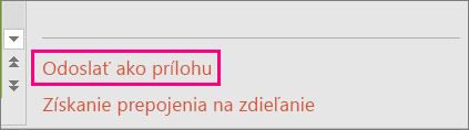 Tlačidlo Namiesto toho priložiť kópiu v dialógovom okne Zdieľať