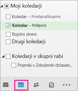 Izberite pogled koledarja