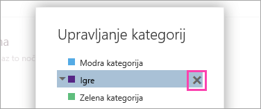 Posnetek zaslona gumba »Izbriši«