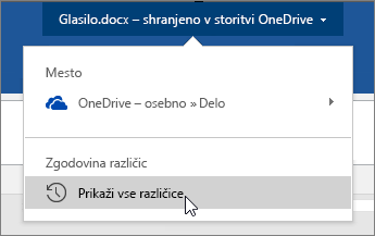 Kazalec klikne ime datoteke, oglejte si vse različice