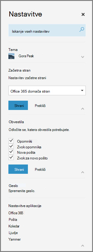 Obvestila storitve Office 365