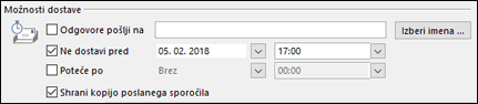 Nastavite datum in čas za dostavo sporočila.