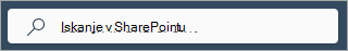 Posnetek zaslona, na katerem je prikazano sharePointovo iskalno polje na vsaki strani.