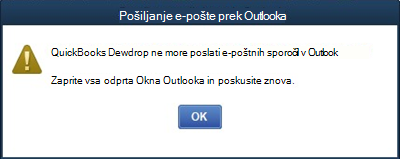 Quickbooks desktop unable to send email in Outlook error