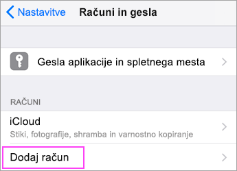 Tapnite »Dodaj račun«