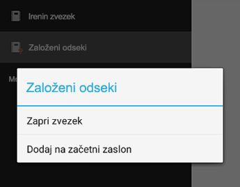 Ukaz» Zapri zvezek «v programu OneNote za Android