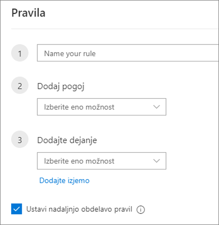Ustvarjanje novega pravila v Outlooku v spletu
