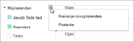 Odaberite stavku „Moj kalendar“, a zatim stavku „Postavke“