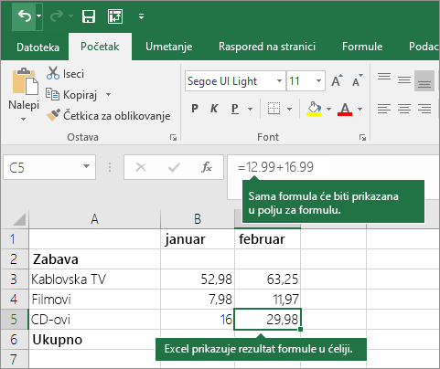 Primer jednostavne formule