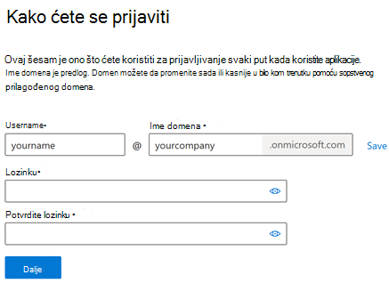 Kako ćete se prijaviti i kreirati nalog u usluzi Microsoft 365 za preduzeća