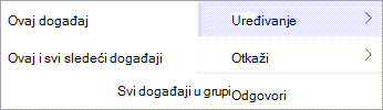 Odaberite stavku "Uredi" ili "Otkaži" iz kontekstualnog menija