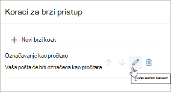 Snimak ekrana koji ističe ikonu "Uredi brzi korak"