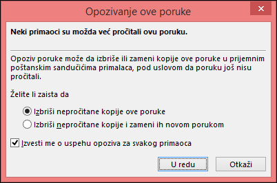 Okvir „Opozivanje ove poruke“