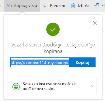 Kopiranje veze u OneDrive for Business