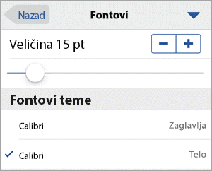 Izbor veličine fonta