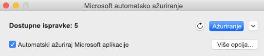 Prozor Microsoft automatskog ažuriranja kada ispravke postanu dostupne.