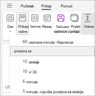 Screenshot showing Time scale under View tab with 30 minutes selected