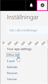 Välj Office 365-inställningar