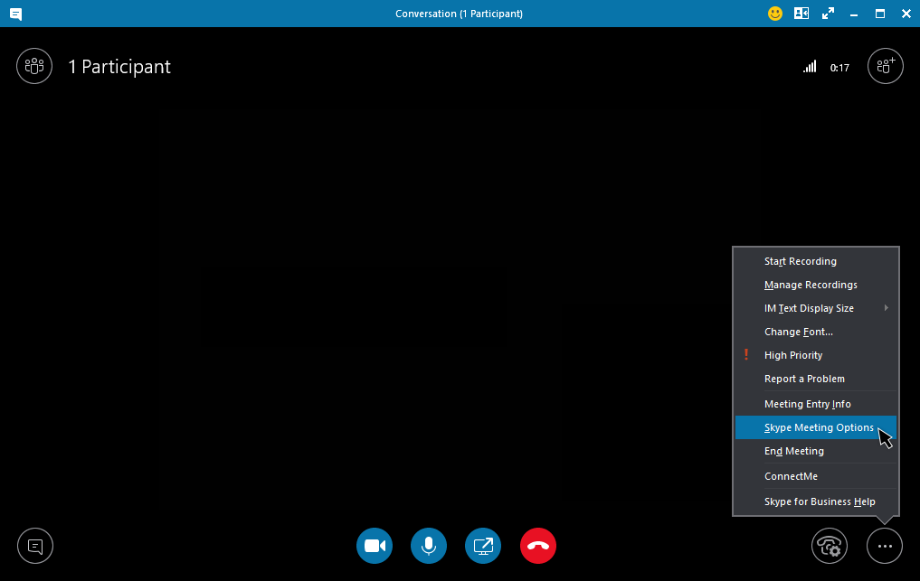 Alternativmeny för Skype för företag-möte
